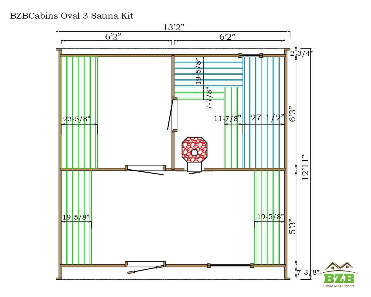 3 Room Barrel Sauna Kit W3 - Image 3