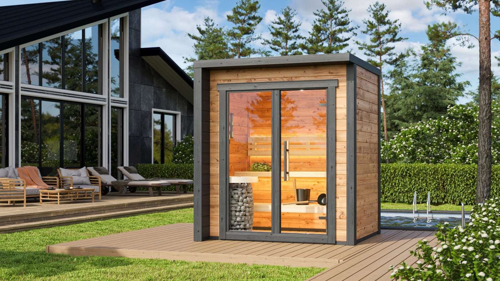 Tiny Thermowood Cube Sauna Kit Patio XXS