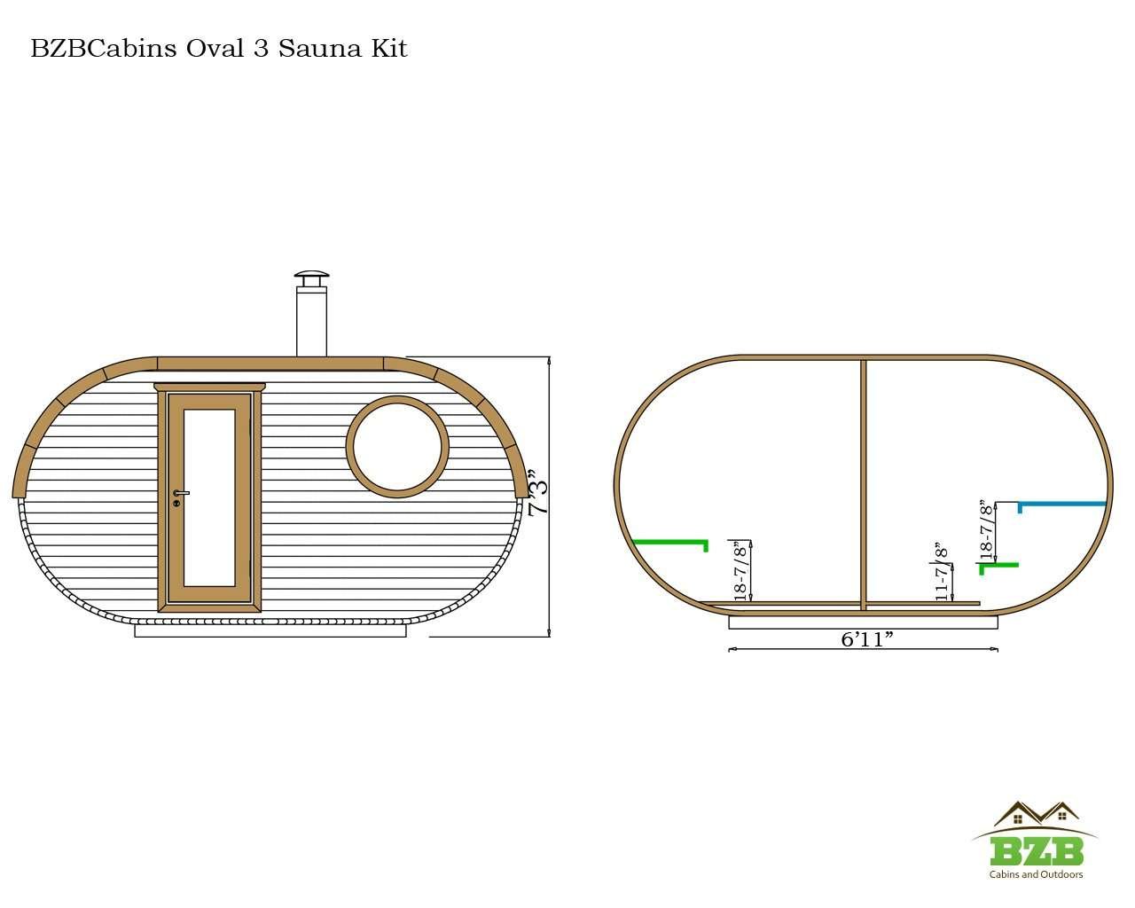 3 Room Barrel Sauna Kit W3 - Image 4
