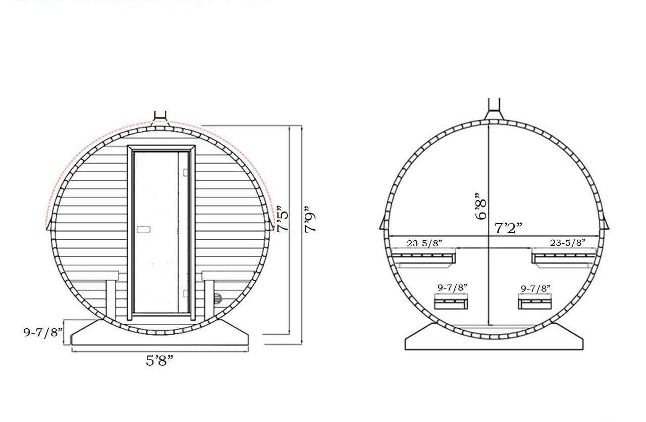 2 Room Barrel Sauna Kit W34 (Sauna Heater Included) - Image 5